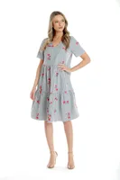 Rochie volane CV25030 alb dungulite/broderie florala, Cesy | marimea XL