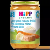 Hipp Eco piure legume si orez cu carne de vitel, + 8 luni, Hipp | 220 gr