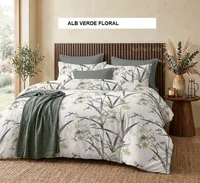 Lenjerie pat cu husa FINET (6 piese) alb verde floral 180x200 cm, Ralex | 1 buc