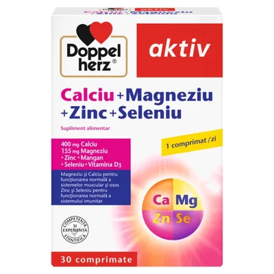 Calciu + Magneziu + Zinc + Seleniu, Doppelherz Aktiv | 15 comprimate efervescente