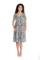 Rochie volane CV24052 SIZE albastru/somon microfloral, Cesy | marimea XXL