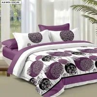 Lenjerie pat cu husa FINET (6 piese) alb mov cercuri 180x200 cm, Ralex | 1 buc