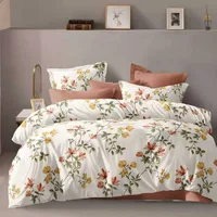 Lenjerie de pat ECONOMY crem caramiziu floral 230x250 cm, Ralex | 1 buc