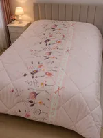 Pilota pat 3D 2 persoane roz floral 200x215 cm, Ralex | 1 buc