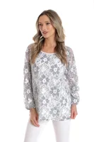 Bluza dantela CP25028 alb & gri, Cesy | marimea XXL