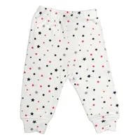 Pantaloni cu manseta RB08 alb/stelute colorate, Rombaby | 12/18 luni