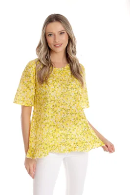 Bluza volanas CV25044 galben microfloral, Cesy | marimea S