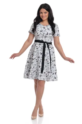 Rochie semiclos CV22037 gri/fluturi rose, Cesy | marimea XL