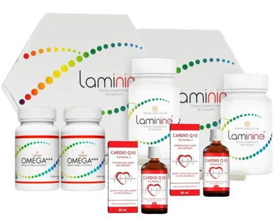 Pachet Optim pentru curatarea vaselor de sange (2xLaminine - 30 cps + 2xOmega +++ - 30 cps + 2xCardio Q10 - cura pentru 1 luna)