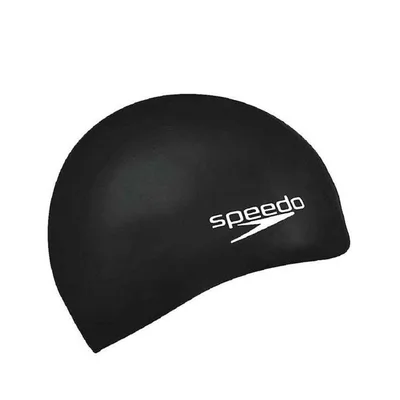 Șapcă înot, Speedo, PLAIN FLAT, negru, silicon