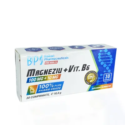 Supliment, Balkan Pharmaceuticals, Magneziu + Vitamina B6, 30 tablete