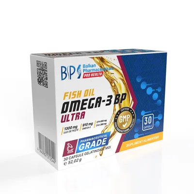 Supliment Omega-3, Balkan Pharmaceuticals, BP Ultra, capsule moi