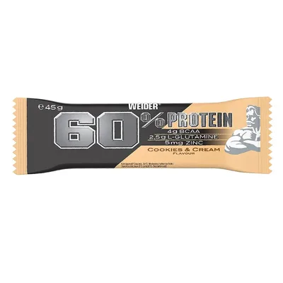 Baton proteic, WEIDER, 60% Protein Bar, aroma cookies, 45 g