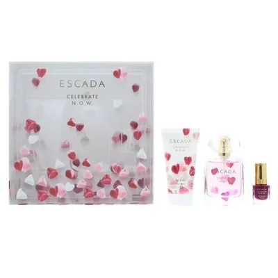 Set Cadou Parfum Escada Celebrate N.O.W., Loțiune Corporală, Lac de Unghii, 50ml + 75ml + 12ml