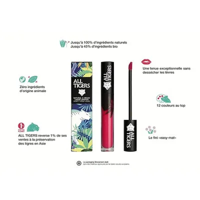 All Tigers Own The Stage 786 Fuchsia - Ruj lichid mat, vegan, natural cu ingrediente bio