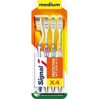 Periuță de dinți Signal Protection Integrale Medium, 4 buc, Alb/Verde/Roz