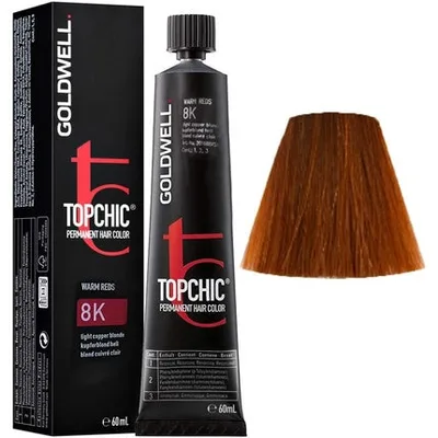 Vopsea de păr permanentă, Goldwell, Top Chic 8K Blond Arămiu Deschis