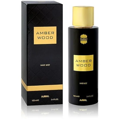 Spray de păr Ajmal Amber Wood, sticlă neagră cu capac auriu
