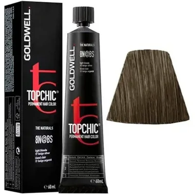 Vopsea Păr Permanentă Goldwell Topchic The Naturals 8N@BS Light Blonde Beige Silver, 60ml