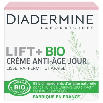 Cremă antirid, Diadermine Lift+ Bio, 99% ingrediente naturale, 50ml