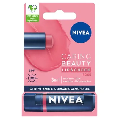 Ruj Nivea Caring Beauty 3in1 Rose 4.8g