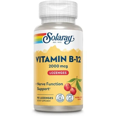 Vitamine B-12, Solaray, 2000mcg, aromă cireșe
