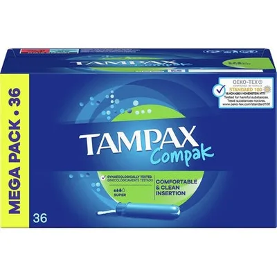 Tampon cu aplicator, Tampax Compak, Super, 36 buc