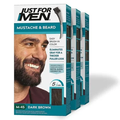 Gel colorant mustață și barbă, Just For Men, M45, brun închis