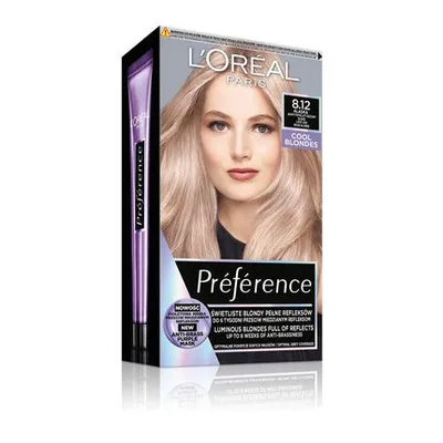 Vopsea de par, L'Oréal Paris, Preference 8.12, Blond Bej Cenusiu Deschis