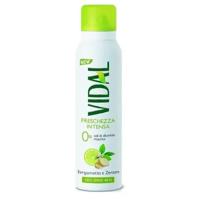 Deodorant spray, Vidal, bergamotă și ghimbir, 150ml