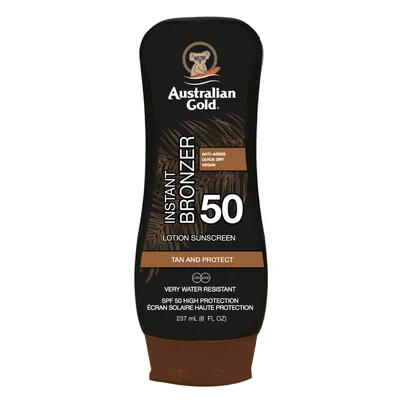 Lotiune protectie solara, Australian Gold, SPF 50, Instant Bronzer, 237ml