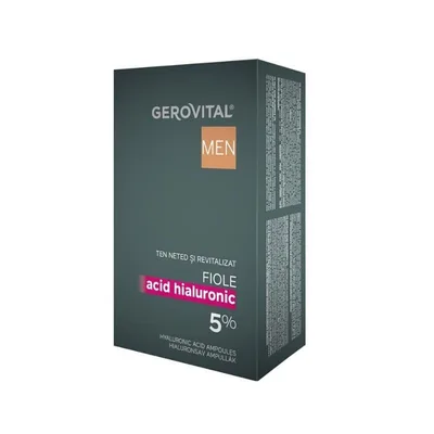 Fiole cu acid hialuronic 5% Men, 10 fiole*2 ml, Gerovital