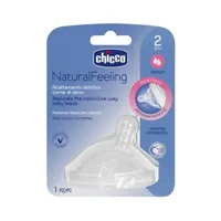 Chicco Natural Feeling Tetina silicon 1 bucata, flux mediu, 2luni+