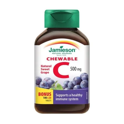 Vitamina C 500 mg aroma struguri, 120 tablete, Jamieson