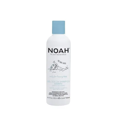 Gel de dus si sampon cu lapte si zahar pentru copii, 250ml, Noah