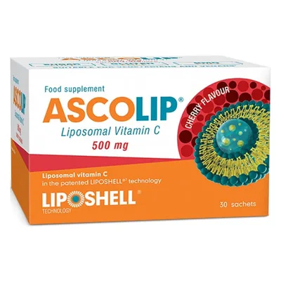 Vitamina C Lipozomala cu aroma de cirese 500 mg, 30 plicuri, Liposhell