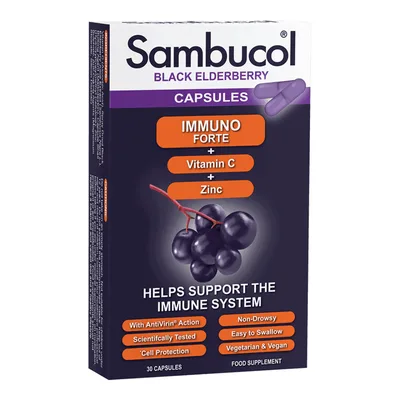 Tablete efervescente cu soc negru, vitamina C si zinc Immuno Forte, 15 bucati, Sambucol