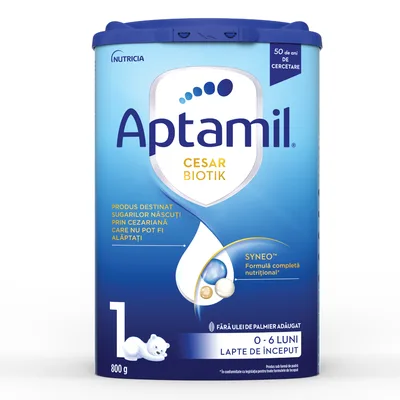 Formula de lapte praf CesarBiotik 1, 0-6 luni, 800g, Aptamil