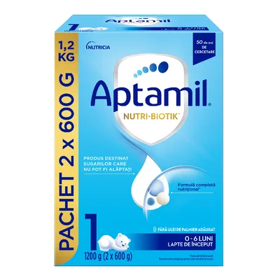 Formula de lapte praf Nutri Biotik 1, 0-6 luni, 800 g, Aptamil