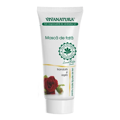 Masca de fata cu argila activa si trandafir, 75ml, VivaNatura