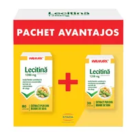 Pachet Lecitina 1200 mg, 80 capsule + 30 capsule, Walmark