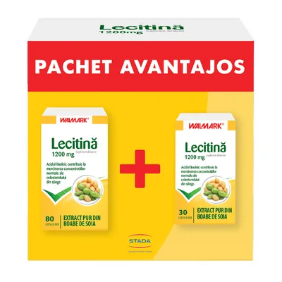 Pachet Lecitina 1200 mg, 80 capsule + 30 capsule, Walmark