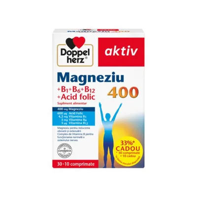 Magnesium 400+Acid folic+Vitamina B1+B6+B12, Doppelherz