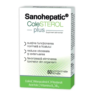 Sanohepatic Colesterol Plus, 60 comprimate filmate, Zdrovit