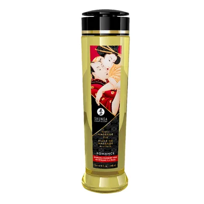 Ulei pentru masaj erotic Romance Strawberry, 240ml, Shunga Erotic Art
