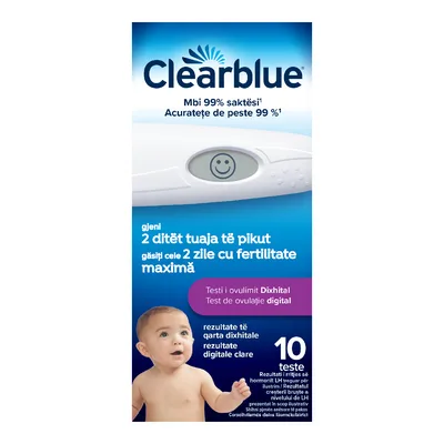 Test de ovulatie digital, 1 dispozitiv, 10 benzi de testare, Clearblue